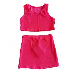 NEW LIMEAPPLE girls' crinkle skirt & top set in pink